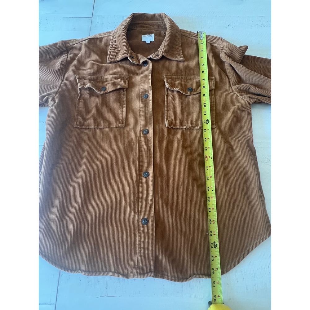 Kensie Jeans Women's Medium Corduroy Shacket Brown Button Front Oversized Fall - Picture 6 of 7